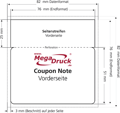 Abmaße Abreisscoupon