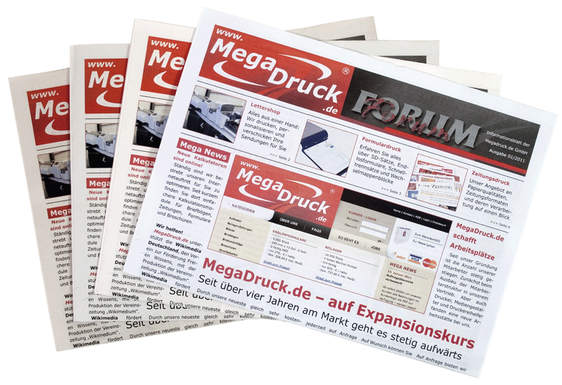 Vier Zeitungen mit den verschiedenen Weißen im Vergleich